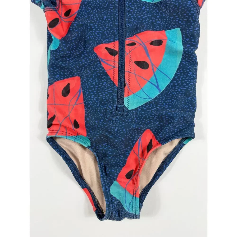 Tea Collection Watermelon Zip Front One-Piece Swimsuit Size 2